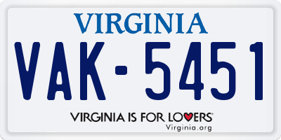 VA license plate VAK5451