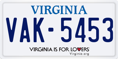 VA license plate VAK5453