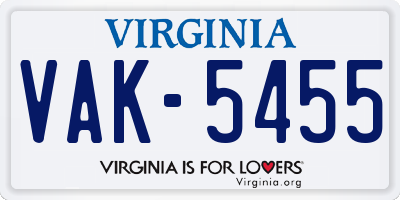 VA license plate VAK5455
