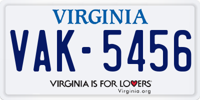VA license plate VAK5456