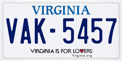 VA license plate VAK5457