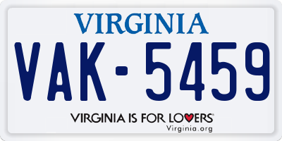 VA license plate VAK5459