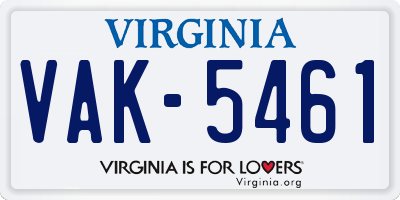 VA license plate VAK5461