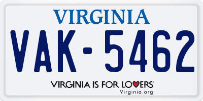 VA license plate VAK5462
