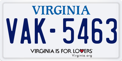 VA license plate VAK5463