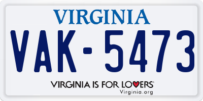 VA license plate VAK5473
