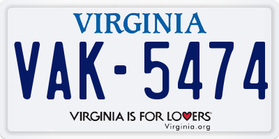 VA license plate VAK5474
