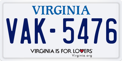 VA license plate VAK5476