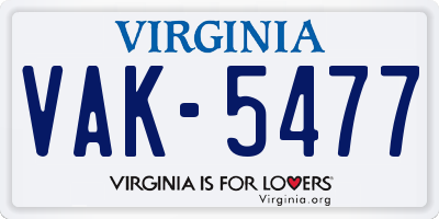 VA license plate VAK5477