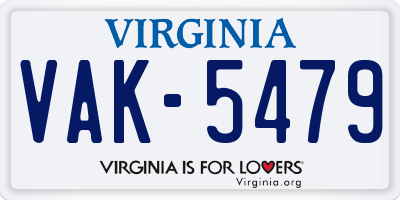 VA license plate VAK5479