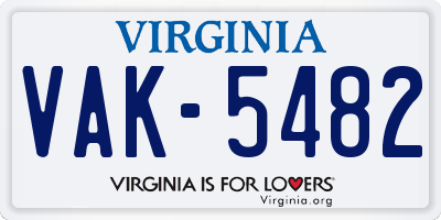 VA license plate VAK5482