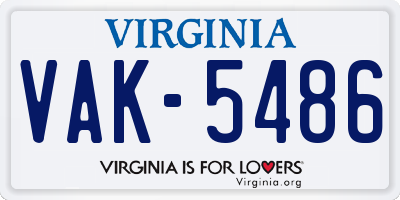 VA license plate VAK5486