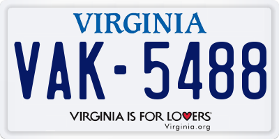 VA license plate VAK5488