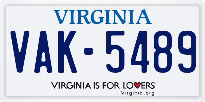 VA license plate VAK5489