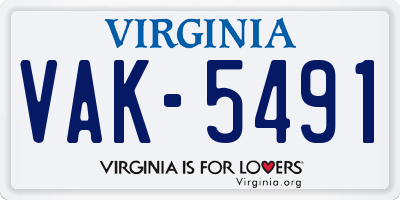 VA license plate VAK5491