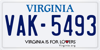 VA license plate VAK5493