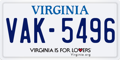 VA license plate VAK5496