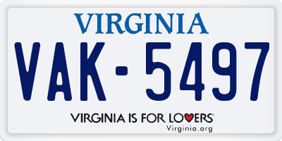 VA license plate VAK5497