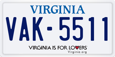 VA license plate VAK5511