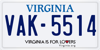 VA license plate VAK5514