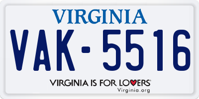 VA license plate VAK5516