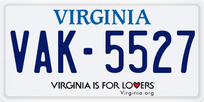 VA license plate VAK5527