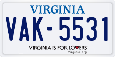 VA license plate VAK5531