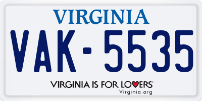 VA license plate VAK5535