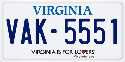 VA license plate VAK5551