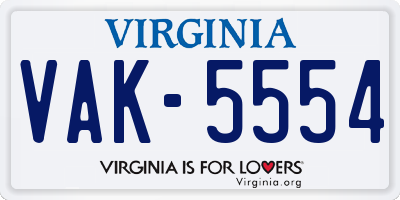 VA license plate VAK5554