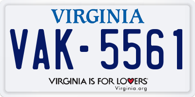 VA license plate VAK5561