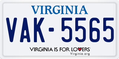 VA license plate VAK5565