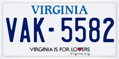 VA license plate VAK5582