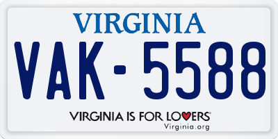 VA license plate VAK5588