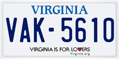 VA license plate VAK5610