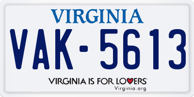 VA license plate VAK5613