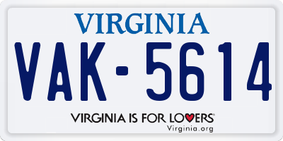 VA license plate VAK5614