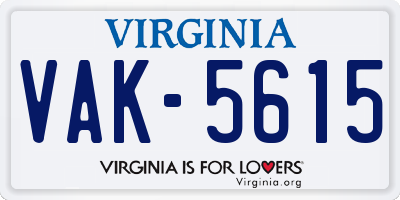 VA license plate VAK5615