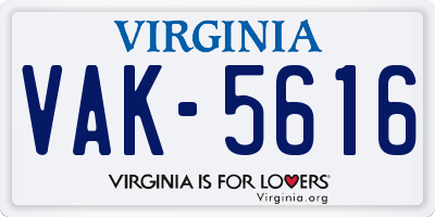 VA license plate VAK5616