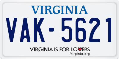 VA license plate VAK5621