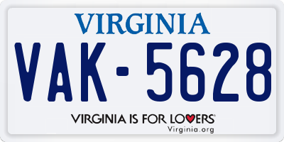 VA license plate VAK5628