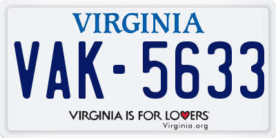 VA license plate VAK5633