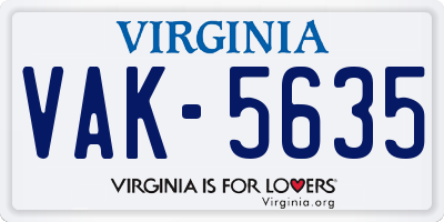 VA license plate VAK5635