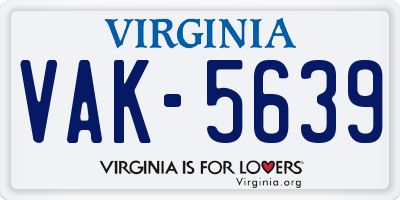 VA license plate VAK5639