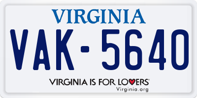 VA license plate VAK5640