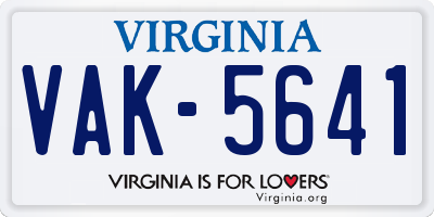 VA license plate VAK5641