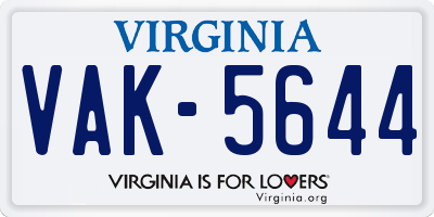 VA license plate VAK5644