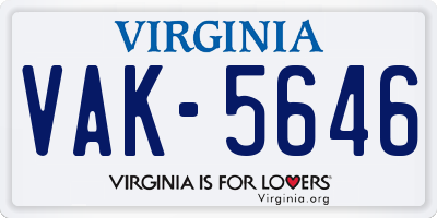 VA license plate VAK5646