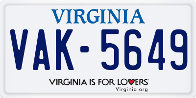 VA license plate VAK5649