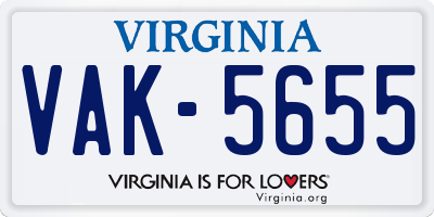 VA license plate VAK5655